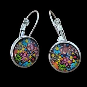 Leverback Earrings with Tiny Flowers
